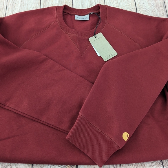 Carhartt Work In Progress WIP Chase Crew Sweatshirt Corvina Burgundy Oxblood XXL - Picture 8 of 11